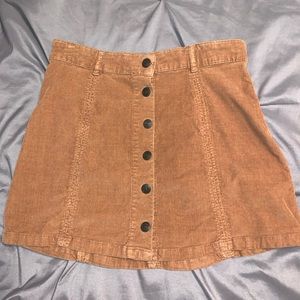 Corduroy Mini Skirt with Button Front